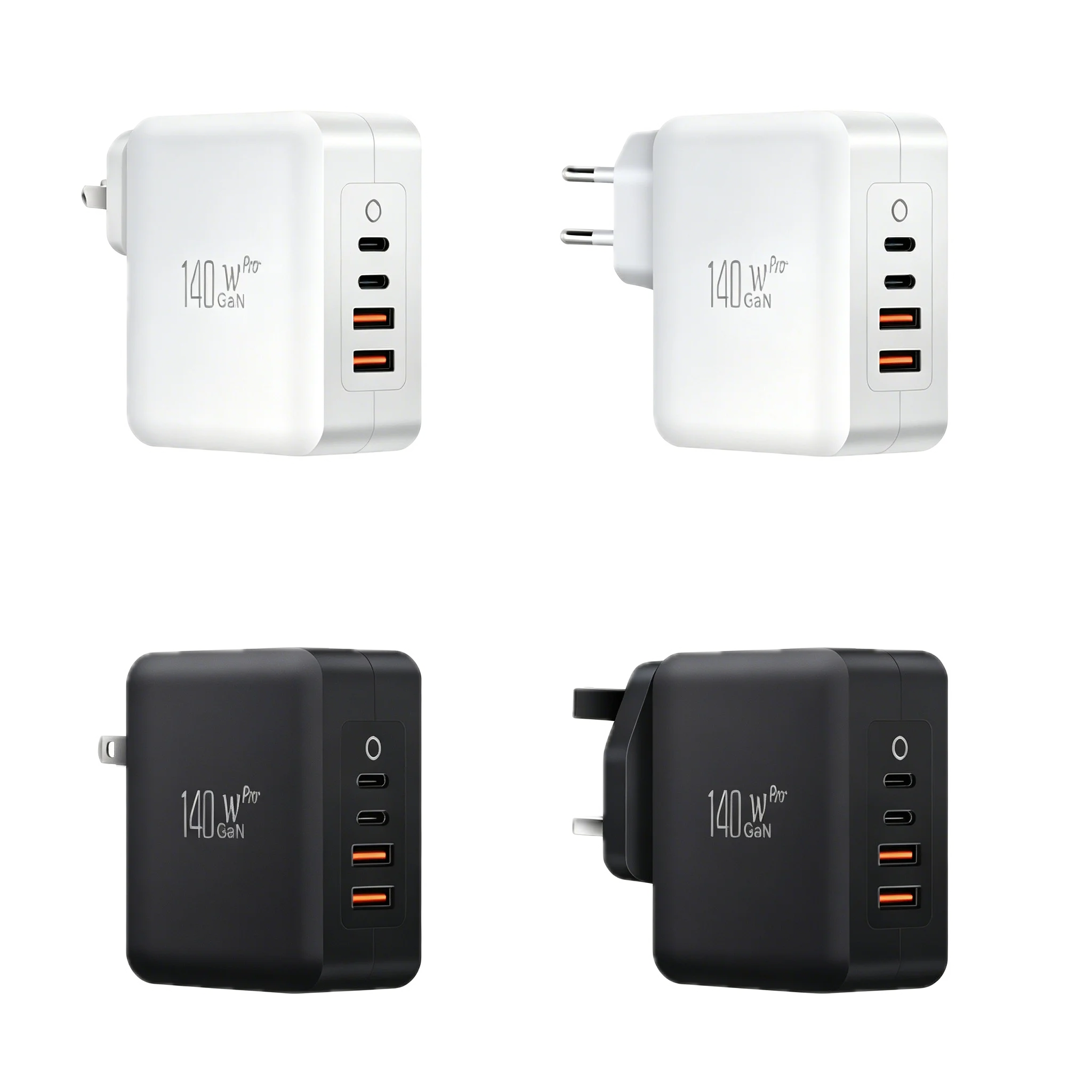 140W Four Port GaN Charger for laptop smartphone tablet charging