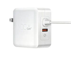 PD100CA 100W GaN Charger with USB-C cable and USB-A port
