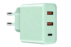 38CAA 38W GaN Charger with USB-C and dual USB-A ports